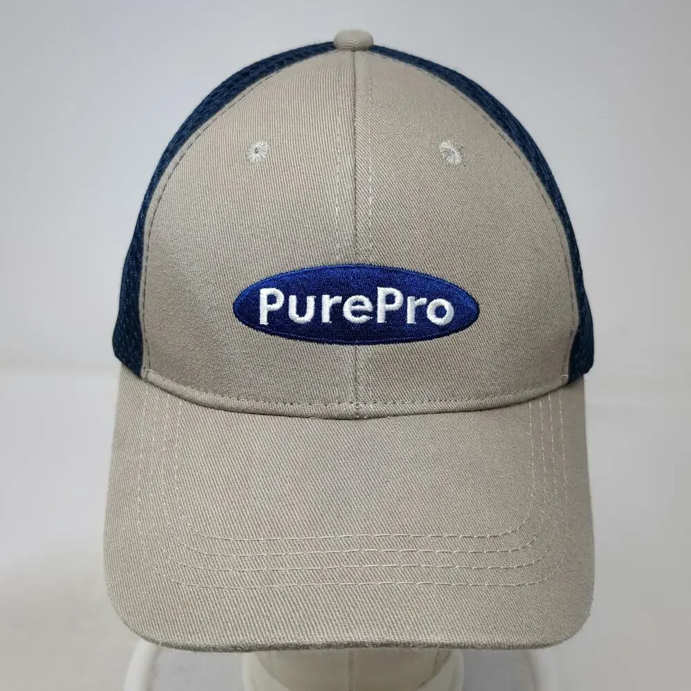 F.W. Webb PurePro Baseball Cap Beige Blue OSFM Mesh Strapback Embroidered Hat